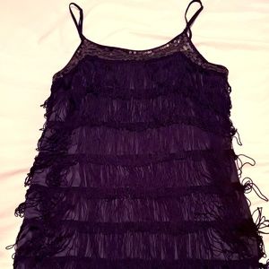 Flapper dress with sequin trim neckline
